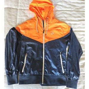 Men's Nike Sportswear Windrunner Jacket Med Lined 340869-451 Navy Blue Orange